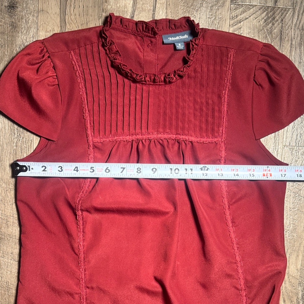 Modcloth Red Ruffled Blouse - Size S - Picture 7 of 11
